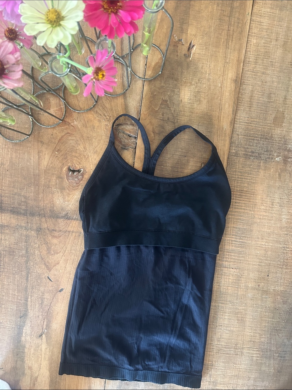 Women's Black Ribbed Racerback Tank Top - Picture 4 of 4